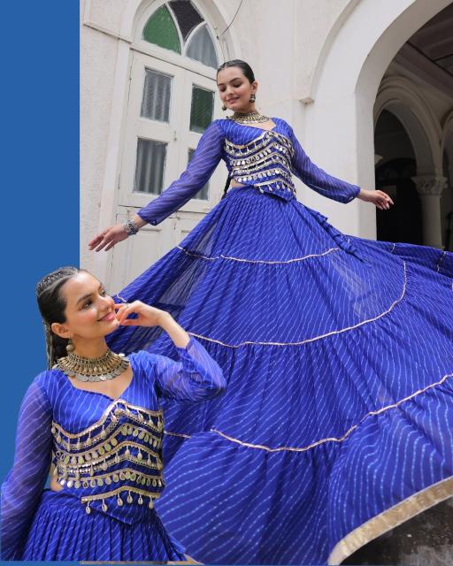 NAVRATRI KA 5047 Leheriya Blue Lehenga choli rental in Pune